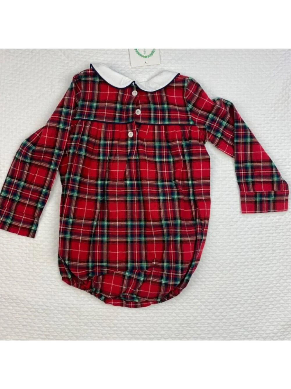 Grace and James Romper Size 3T Red Plaid Charles Bubble 1 Piece Snap Closure